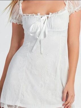 Windsor White Lace Trim Babydoll Dress